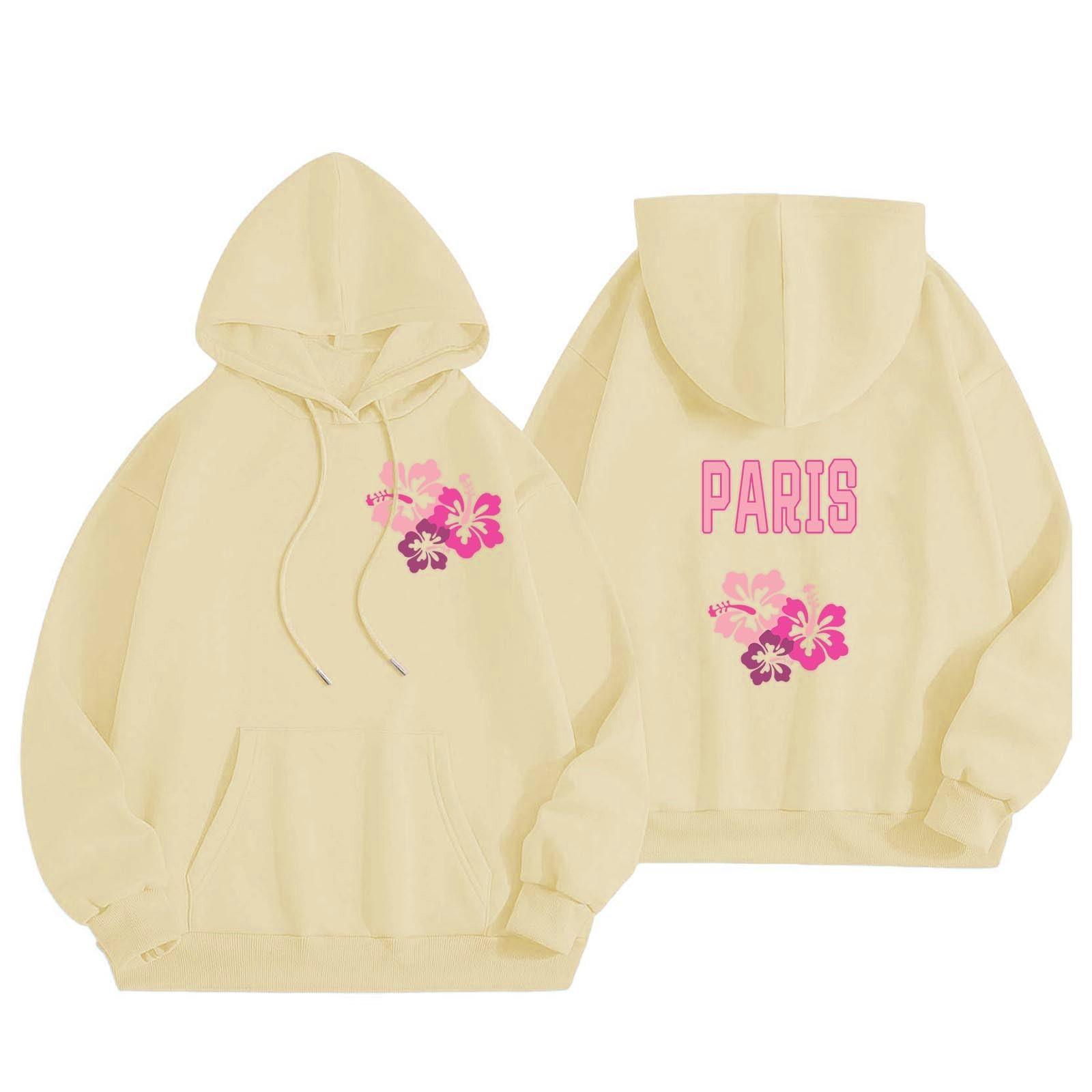 

Женская спортивная рубашка с длинными рукавами, повседневная толстовка с капюшоном и карманом с надписью на шнурке XL жёлтый