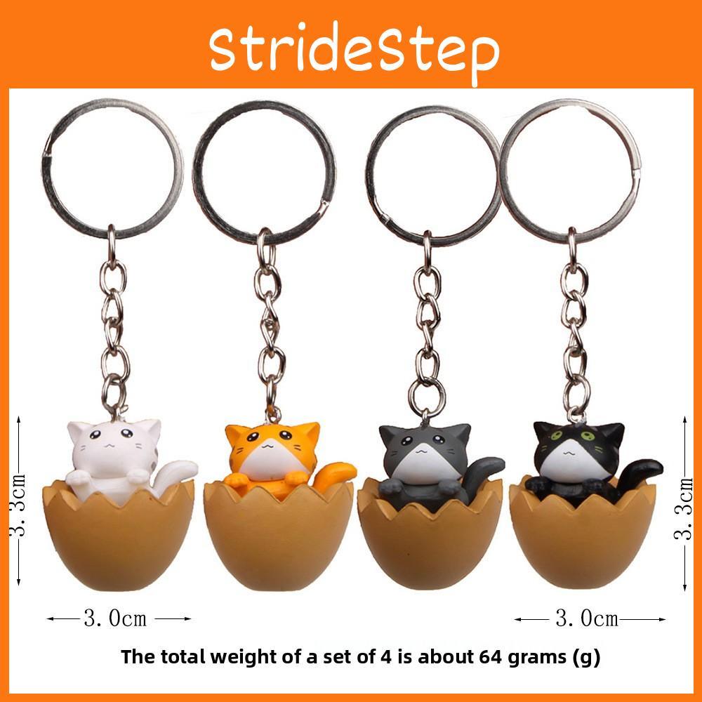 Adorable Eggshell Cartoon Cat Resin Pendants Keychain For Gifts Children