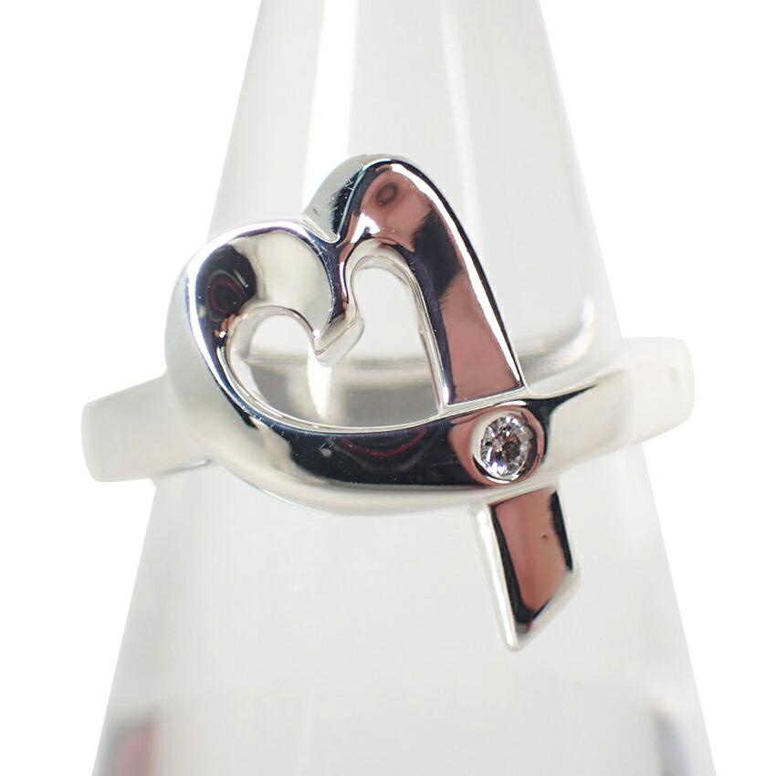 [Použitý] TIFFANY 925 Prsten Srdce s 1 Diamantem / Velikost 9 / g455-26