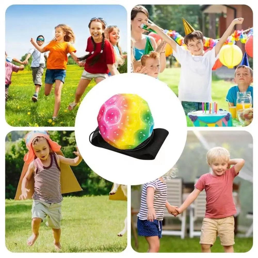 Colorful Bouncy Balls High Elasticity with Wristband Rubber Hand Ball Hole Ball Wrist Return Ball Rubber Sport Ball with Strap Bouncy Ball