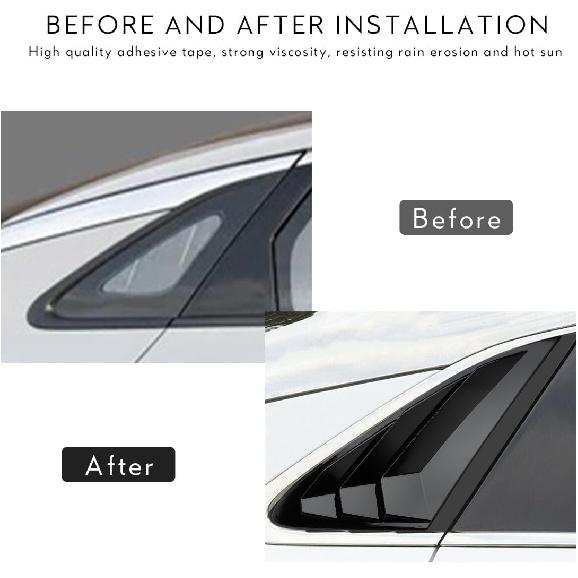 Rear Side Window Louvers Compatible For    2024 2025 2026 Kia K5 Accesories Sport Style Air Vent Cover (Glossy Black)