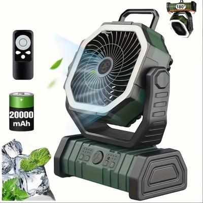 Tragbarer Campingventilator mit LED-Leuchten, Outdoor-Zeltventilator, USB-Aufladung, Hochleistungsventilator für Camping, Heimgebrauch