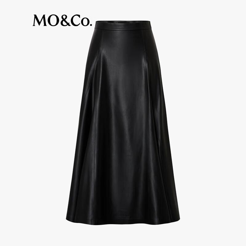 MO&Co. Winter Faux Leather High-Waist A-Line Skirt
