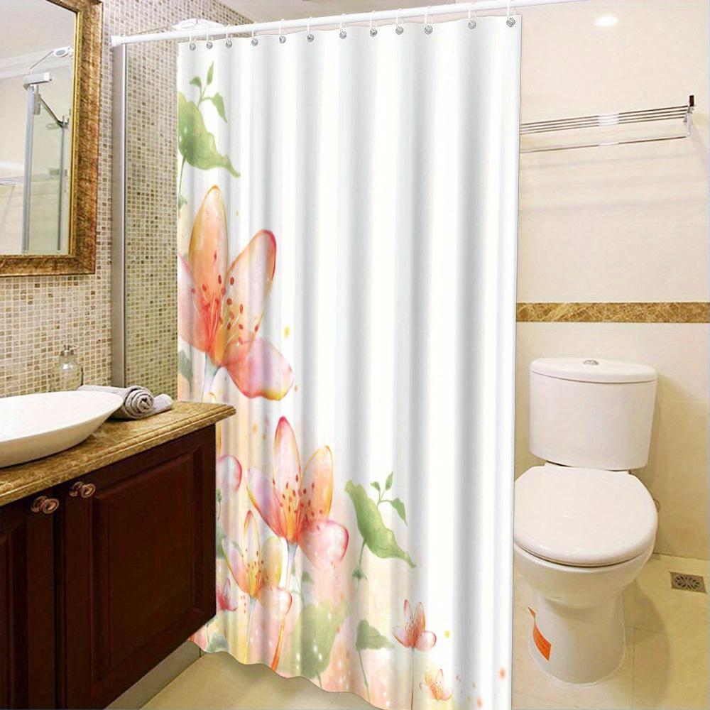 Beautiful Shower Curtain - Pink & Orange Lilies, Watercolor Style with Gentle Gradients, Dreamy Pastel Backdrop, Polyester