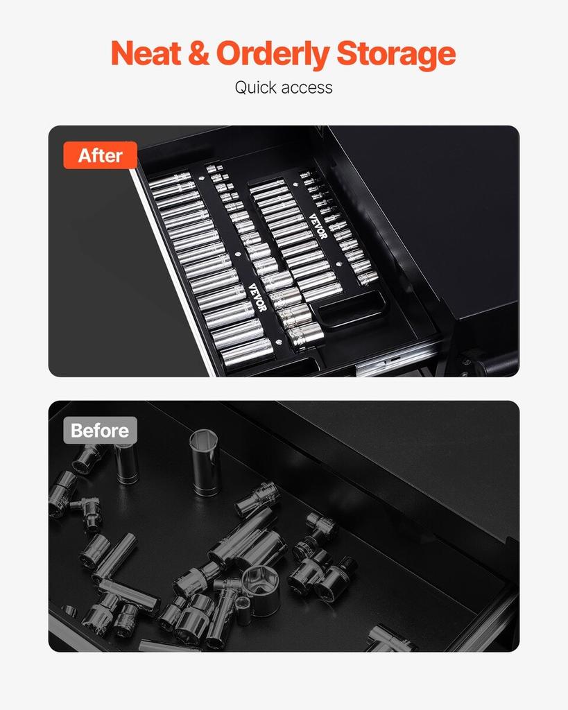 Portable Socket Organizer Set 3PCS 76-Clip Magnetic Socket Tray Metric/SAE