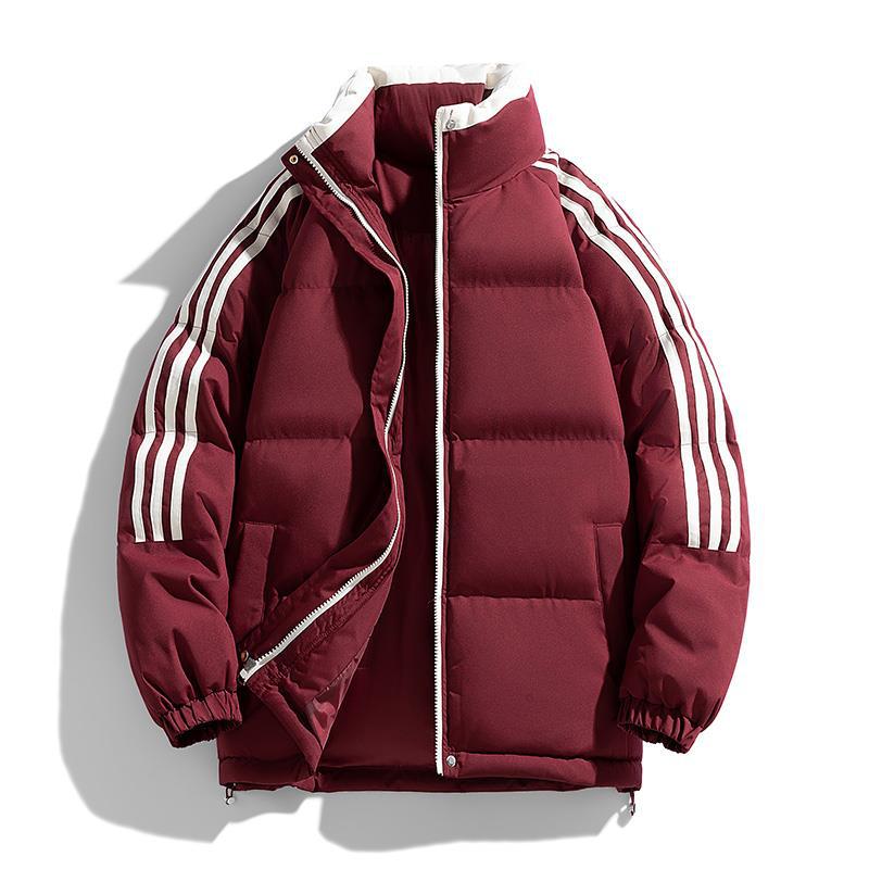 Striped Hooded Cotton-padded Coat Men's Winter New Loose High Street Fashion Youth Casual Warm Cotton Jacket