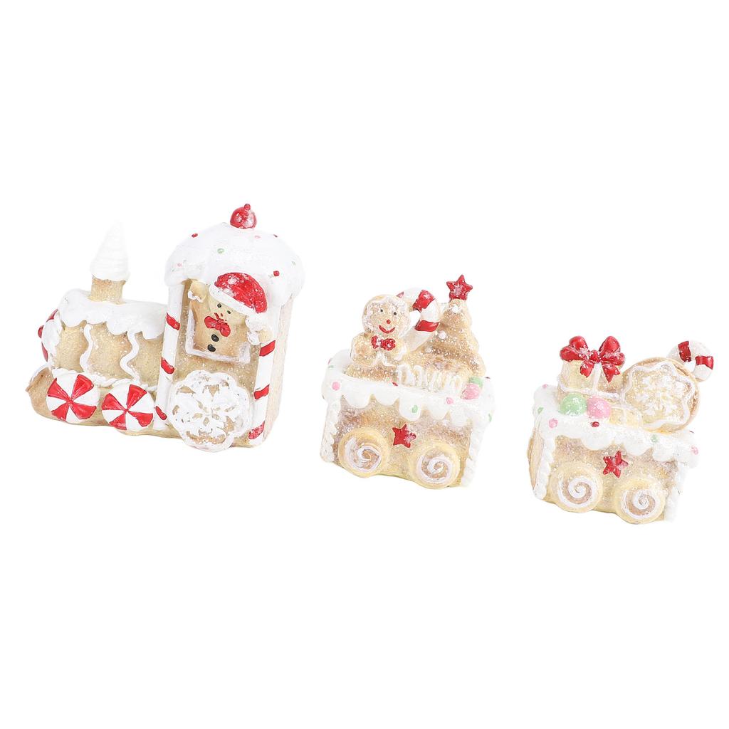 Xmas Train Three Part Resin Creative Cute Fade Resistant Xmas Train Figurine for Decoration