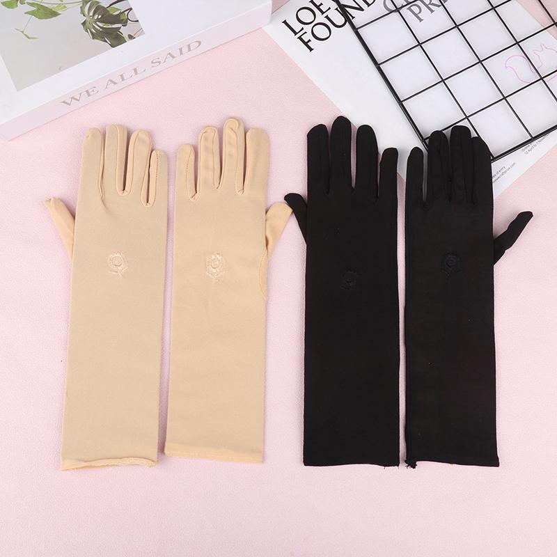 1Pair Mittens Sunscreen Driving Gloves Stretch Women Anti UV Mid-long Breathable Glove For Spring Summer Thin Gloves