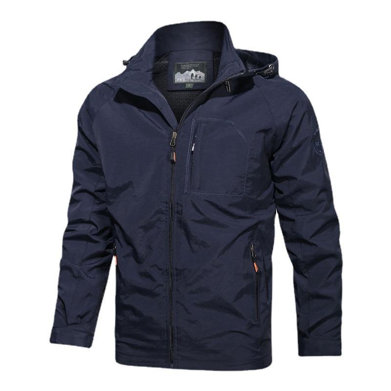 Men's Spring Jacket Casual Hooded Jacket Spring and Autumn Men's Jacket Solid Color Autumn Hooded Top