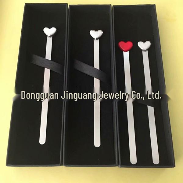Heart-Shaped Stainless Steel Bookmark: Painted Metal, Peach Design, Small Gift 12.5CM