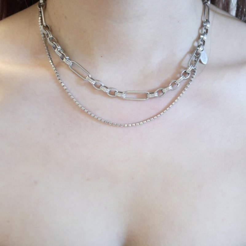821WEBSERVICE Ice Two Chain Necklace (white)
