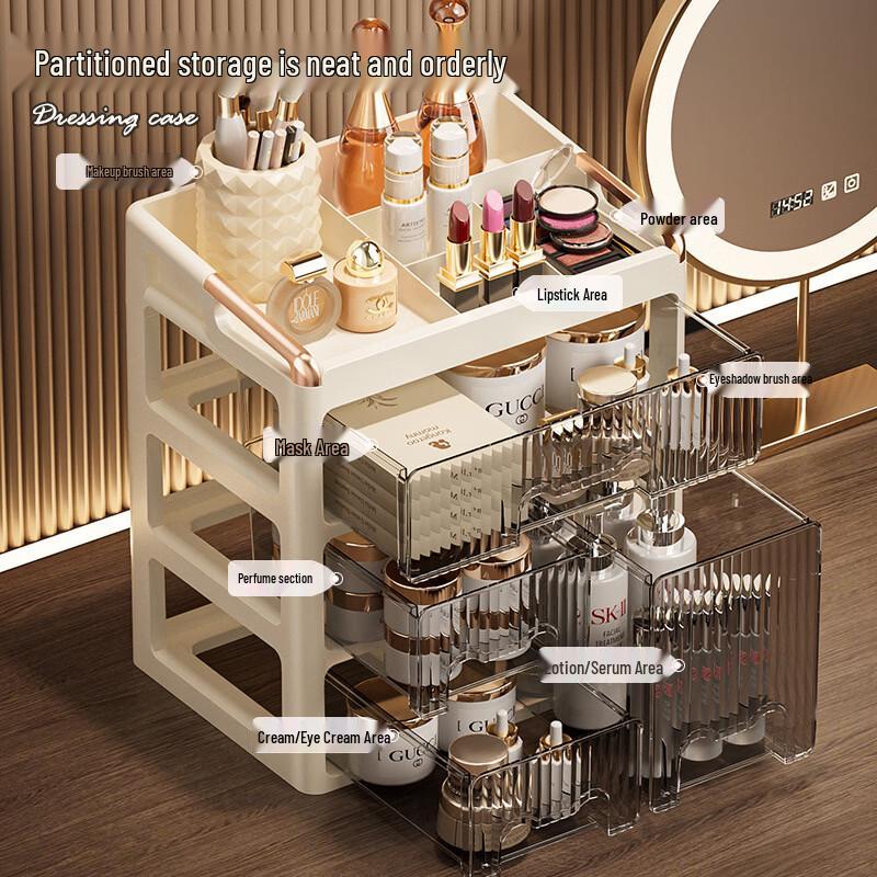 Handun Desktop Dustproof Cosmetic Organizer with Drawers