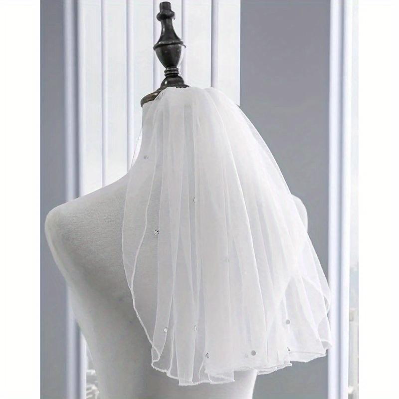 1pc Crystal Bridal Veils Short 1 Tier Soft Mesh With Comb Wedding Party Bride Hair Accessories for Women and Girls