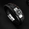 E-commerce Leather Bracelet Men's Stainless Steel Personalized Design Octagonal Star Multi-layer Woven Titanium
