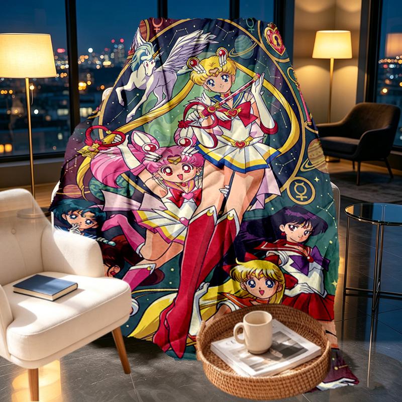 Sailor Moon Print Blanket - Soft & Comfortable, for Bedroom, Travel, Sofa, Home Decoration - Birthday Christmas Gift for Friend