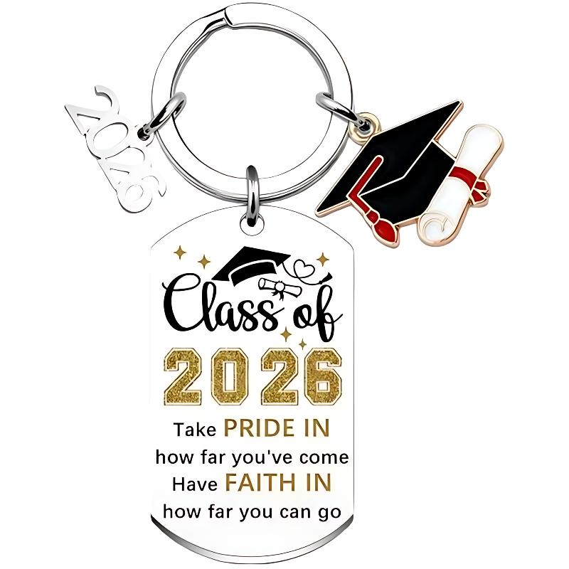 2026 Graduation Gifts School Graduation Keychain Stainless Steel Keyrings Personalized Accessories Fashion Pendant