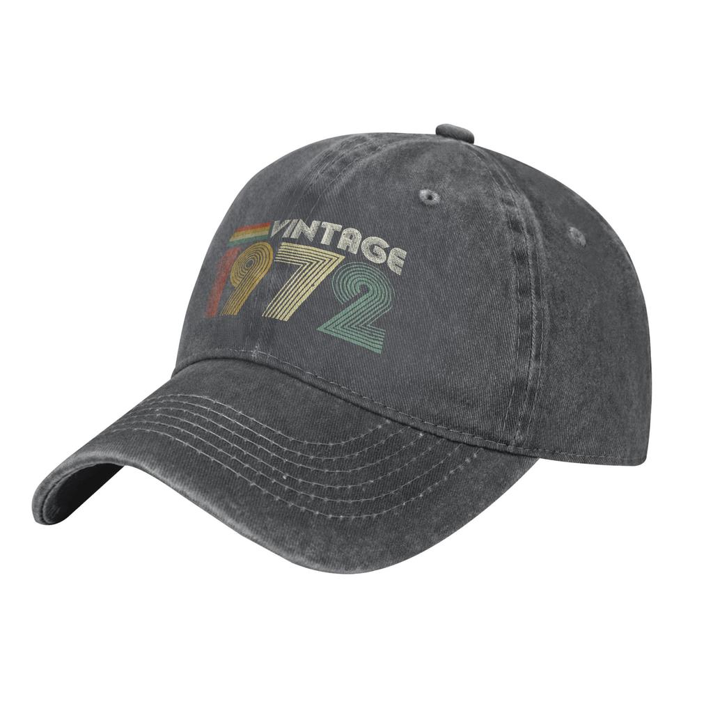 Vintage 1972 Birthday Gift Unisex Baseball Cap Dad Father Years Old Cotton Hats Cap Outdoor Activities Adjustable Snapback Hat