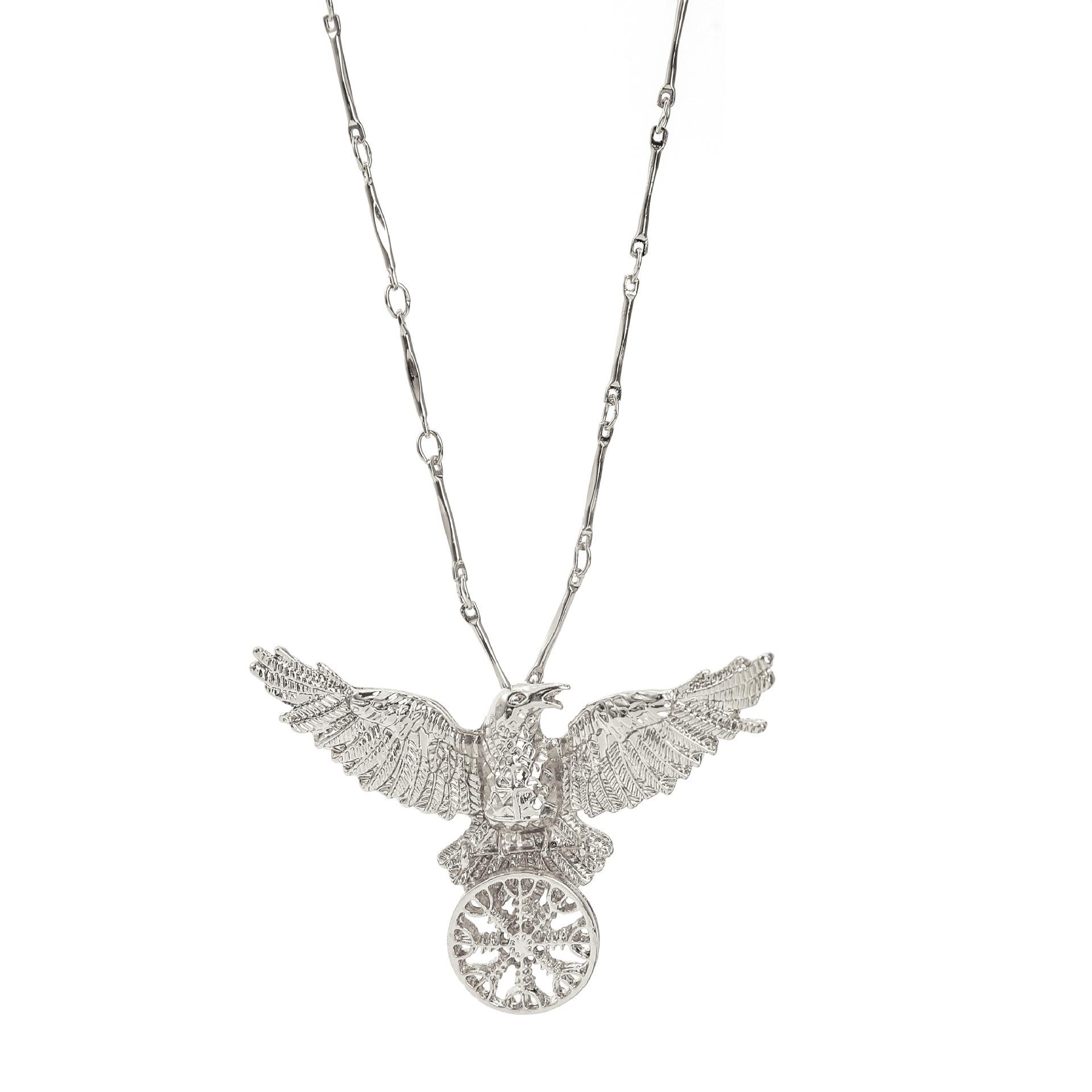 Vintage Black Raven Pendant Necklace Gothic Jewelry for Women Dark Viking Mystical Symbol серебряный