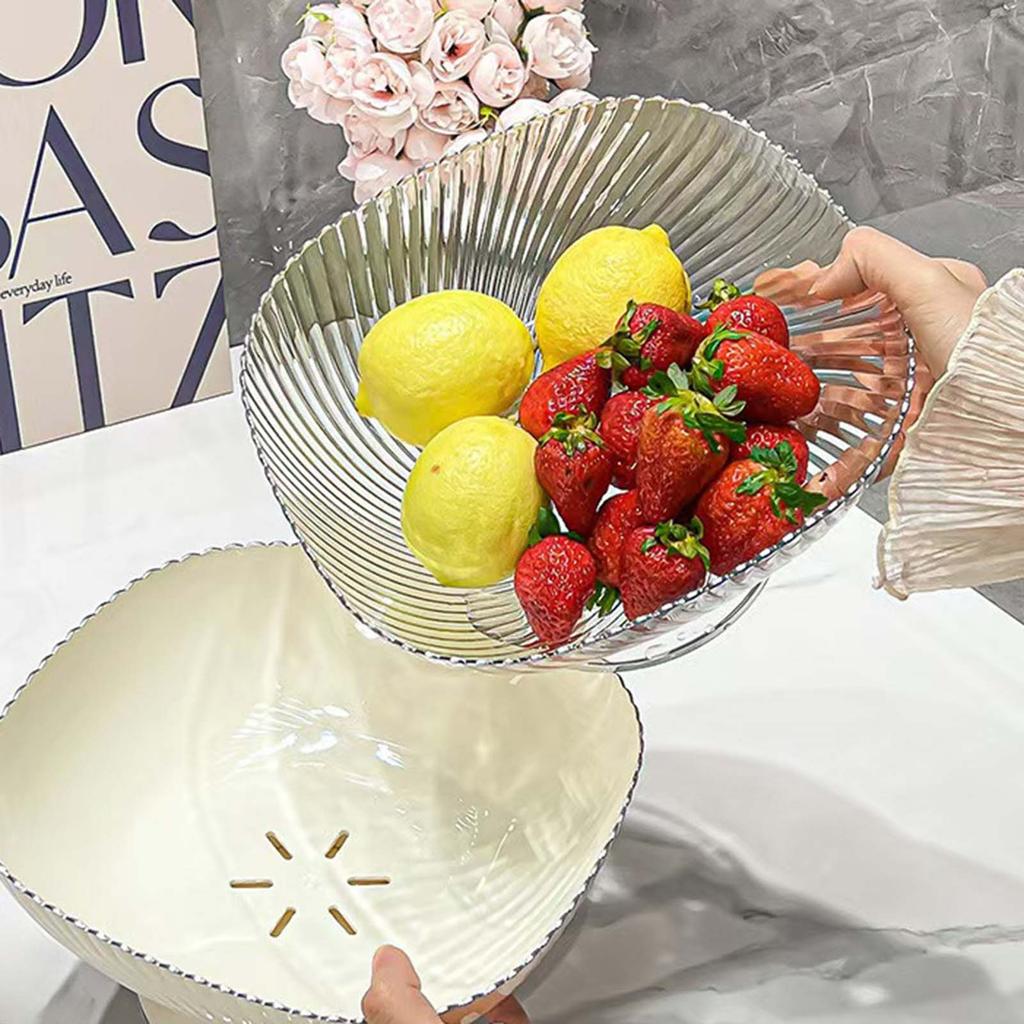 Fruit Basket Drainage Bowl Large Fruit Plate Vegetable Strainer Plate for Kitchen Counter Restaurant Veggies Fruits Parties