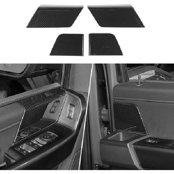 Carbon Fiber Front Rear Door Panel Trim Cover Decor Bezels For Ford F150 +
