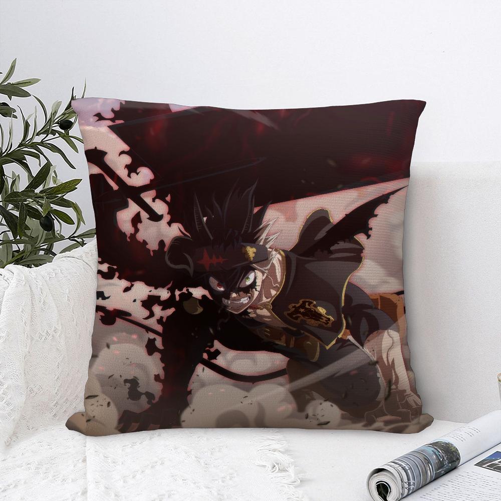 Cartoon Black C-Clover Pillow Case Sofa Decorative Home Double-sided Print Plush Square Throw Pillow Covers Cushion Decor Cover