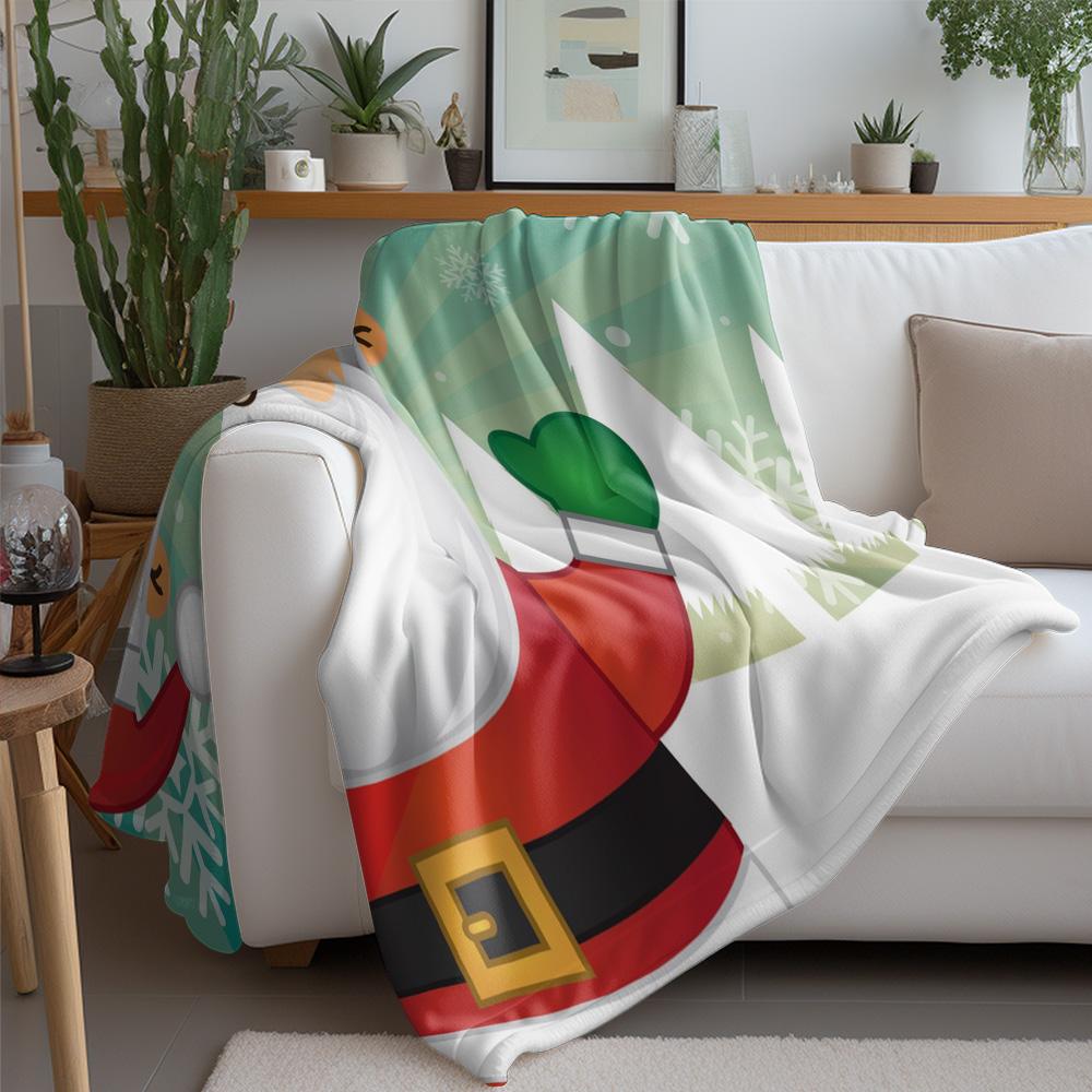 Santa Claus Throw Blanket Christmas Flannel Fleece Blanket Cozy Warm Holiday Gift Home Decor Festive Reindeer Winter Decor