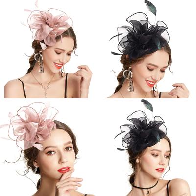 Tea Party Headband Women Fascinator Headband Mesh Feather Headband Feather Fascinator Headband Cocktail Headband