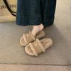 Lazy pedal casual cotton slippers women's 2025 autumn new fashionable versatile skirt wearing fluffy slippers