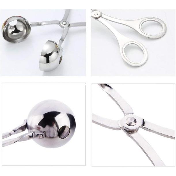 2 PCS None-Stick Meat Ballers, Stainless Steel Meat Baller Tongs, Cake Pop Meatball Maker Ice Tongs, Cookie Dough Scoop for Kitchen. (1.38" and