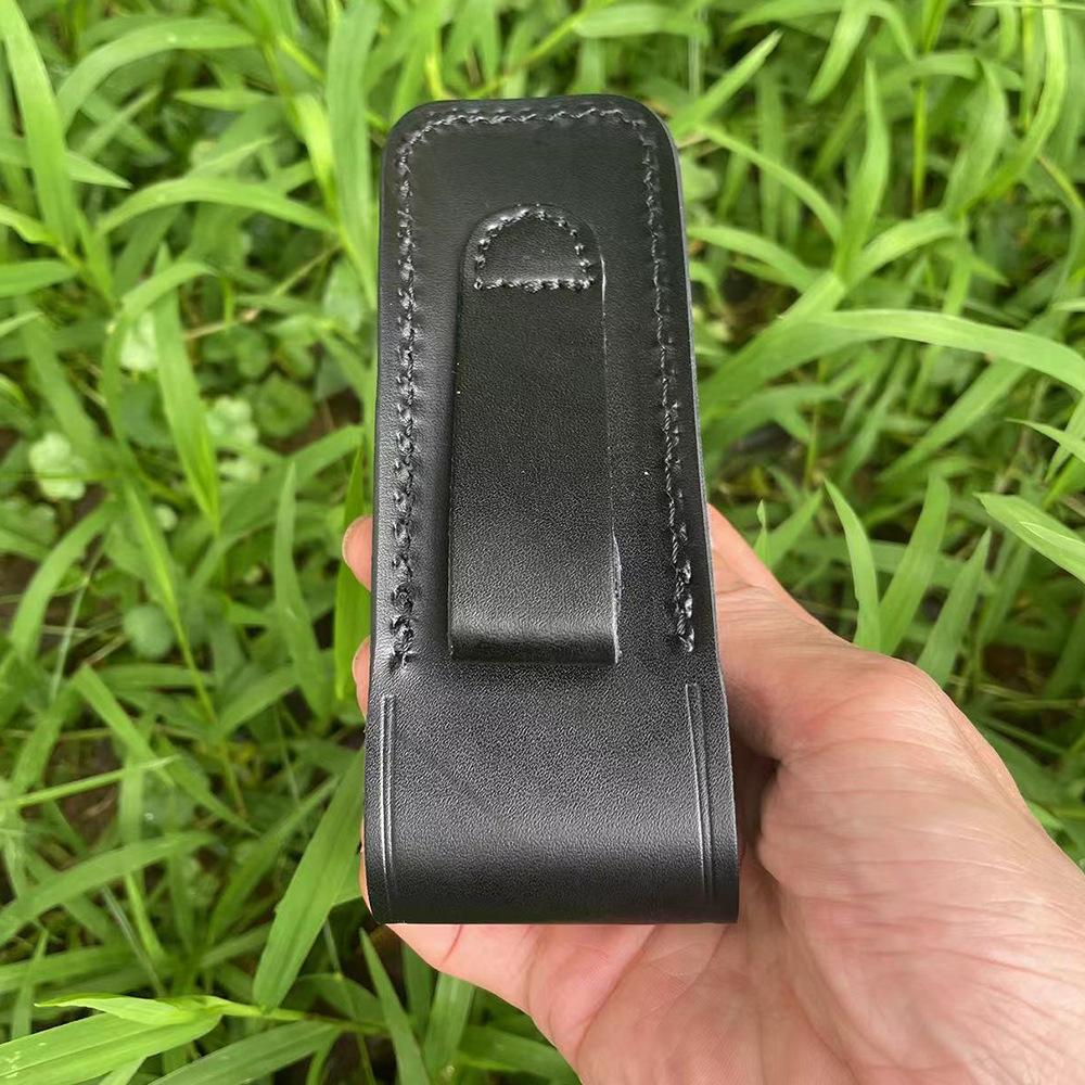 High- Quality Folding Knife Universal Split LeatherLeather Sheath Black Knife Case Hand-carved Scabbard Knife  with Belt Buckle