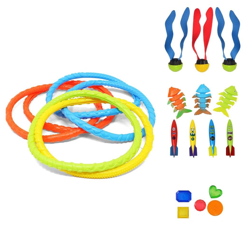 Interaktives Schwimmbad Tauchspielzeug Ringe und Torpedo Set für Kinder Alter 3 bis 6