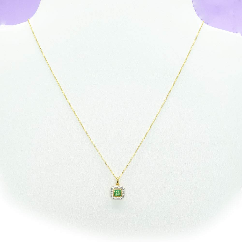 And Me Jewelry Emerald Necklace Pendant CZ Diamond Entourage Mystery Square Necklace [You Box]