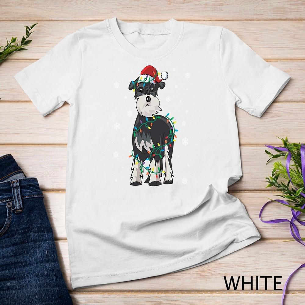 

Miniature Schnauzer Wrapped In Christmas Lights Dog Unisex T-shirt 4XL