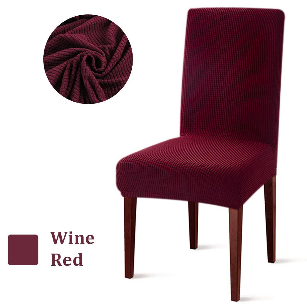 Jacquard fleece middle back chair cover solid color corn kernel chair cover dust-proof hotel banquet dining chair cover dust cover