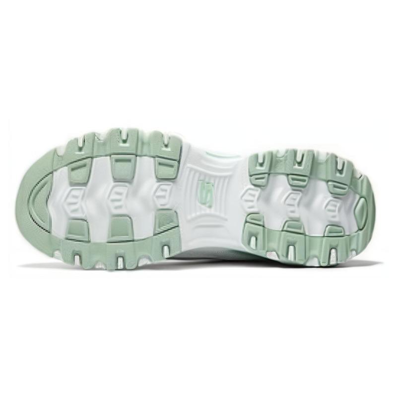 Skechers D'LITES 1.0 Women White Green Low Top Casual Shoes Mesh Synthetic Leather Comfortable Versatile 896289-WMNT