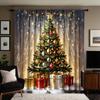 Set Of 2 Hd Starlight Under Christmas Tree Gift Box Decorative Curtain Yellow Tie Digital Printed Home Decoration Style Made Polyester