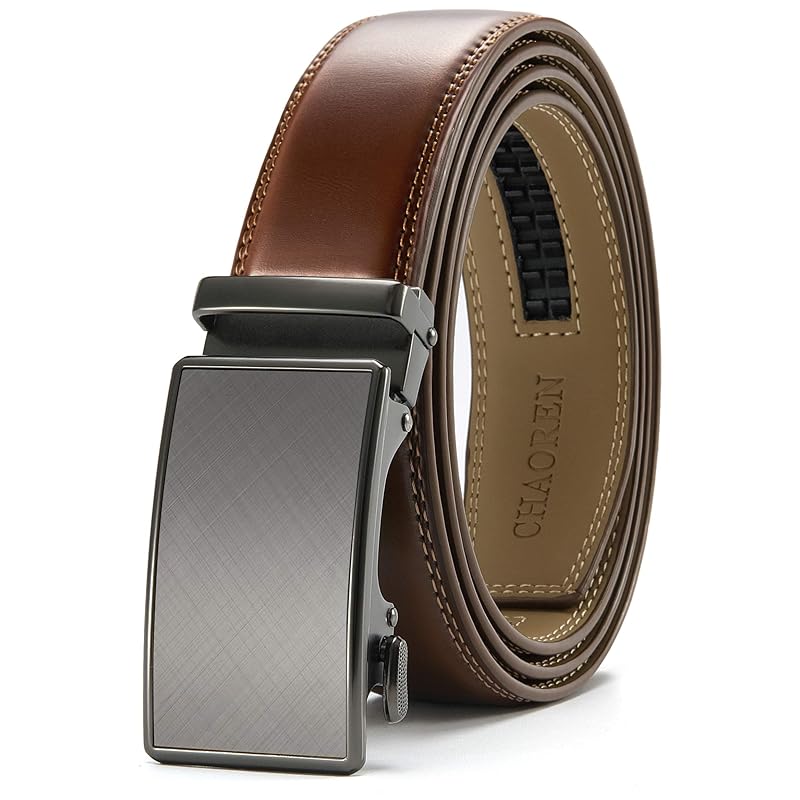 

[CHAOREN] belt men s business big size auto lock type men s belt suit leather No hole Stepless adjustment comfort 35mm width With box