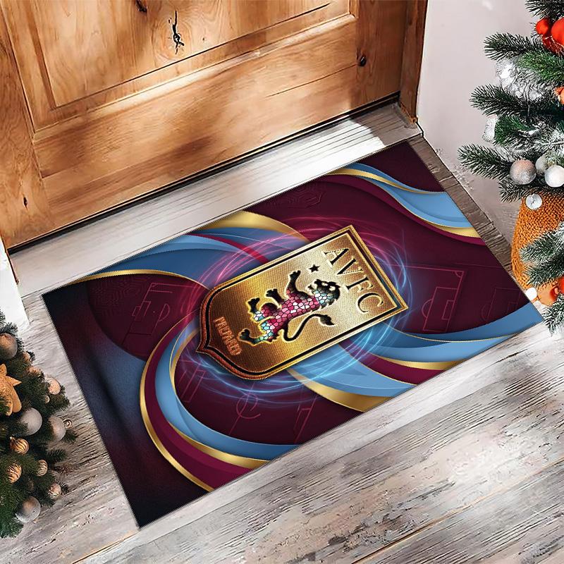Tappeto in Velluto di Cristallo con Stampa Calcio Aston Villa, Comodo Assorbente d'Acqua Antiscivolo Tappeto per Pavimenti Interni