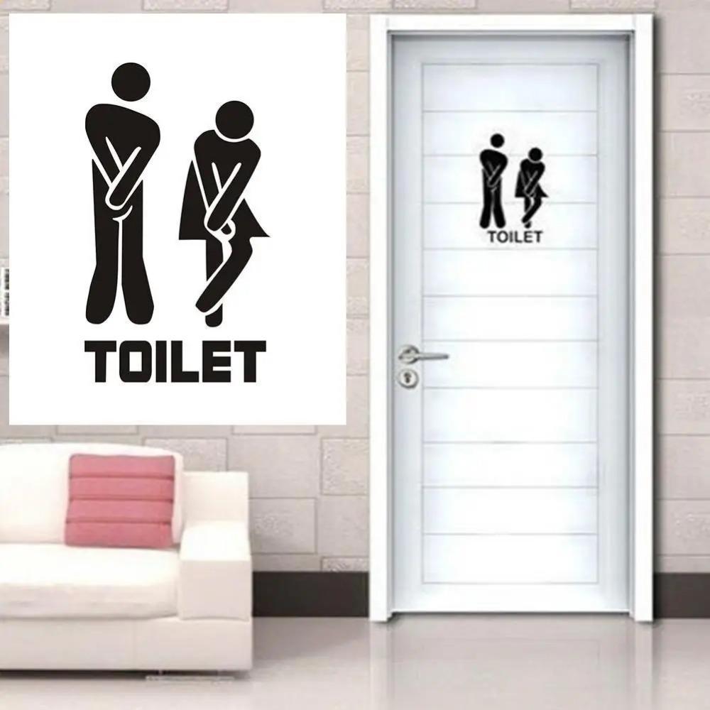 Funny Women Men Self Adhesive Removable Sticker Door Women Men Removable Wall Door Sticker Toilet Sign Decal Decor naklejki wc