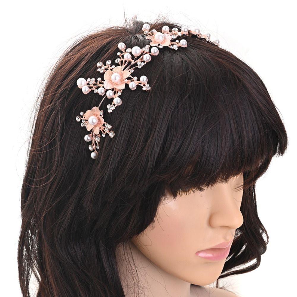 Elegant Bridal Butterfly Headband Pearl Beads Wedding Crystal Headwear  for Women Girls