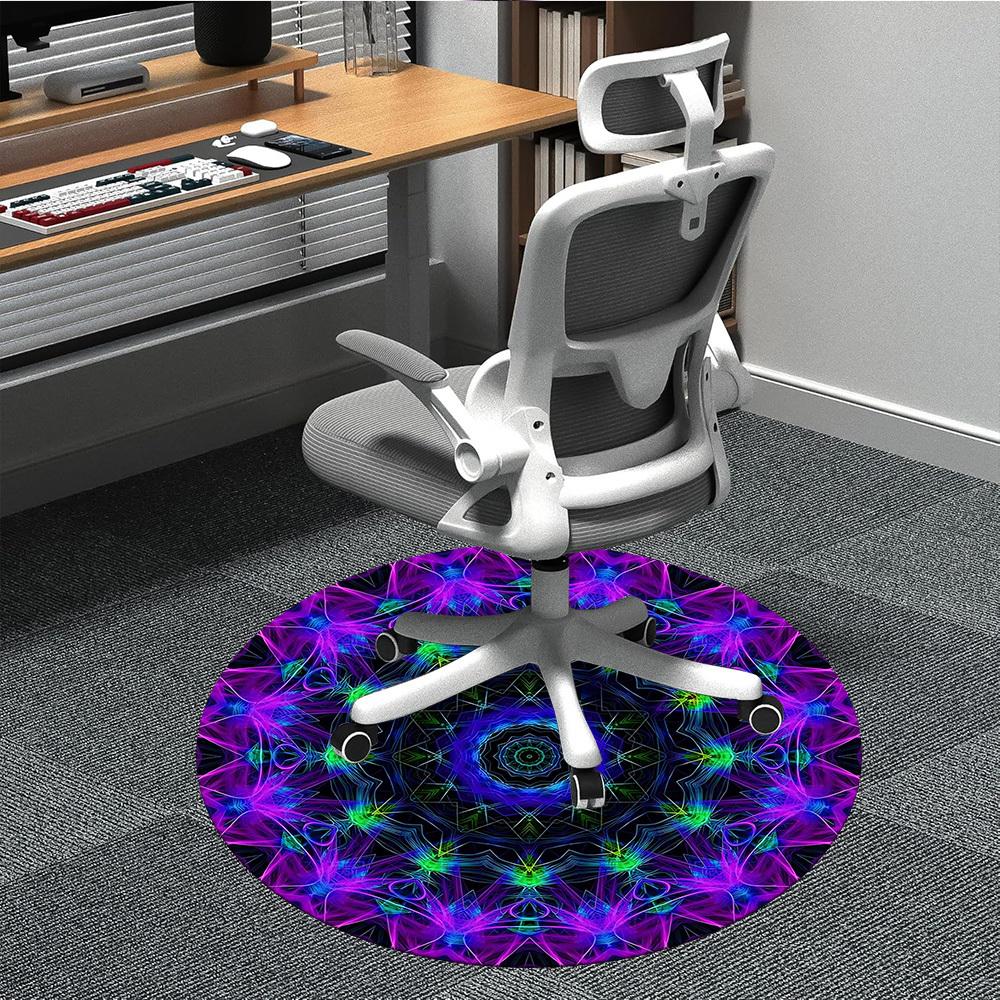 1 Stück Kaleidoskop-MusterStuhlteppich für Büro, Innenbereich Rutschfest Waschbar Polyesterfaser Teppich, Matte Für Büro, Maschinenwaschbar