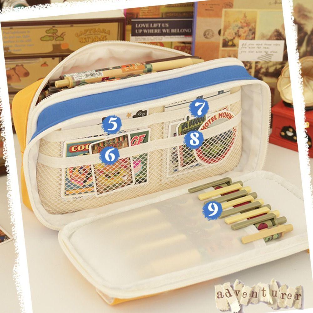 Oxford Cloth Pen Bag Multilayer Pen Box New Pencil Case  Gift