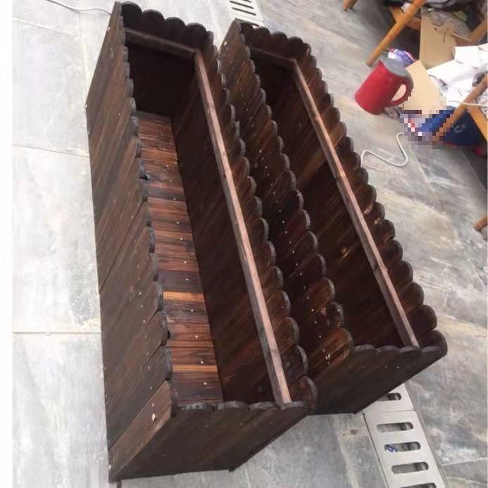 Large Outdoor Rectangular Planter Box - Solid Wood, Anti-Corrosion, Ideal for Flowers or Vegetables On Balcony or Courtyard