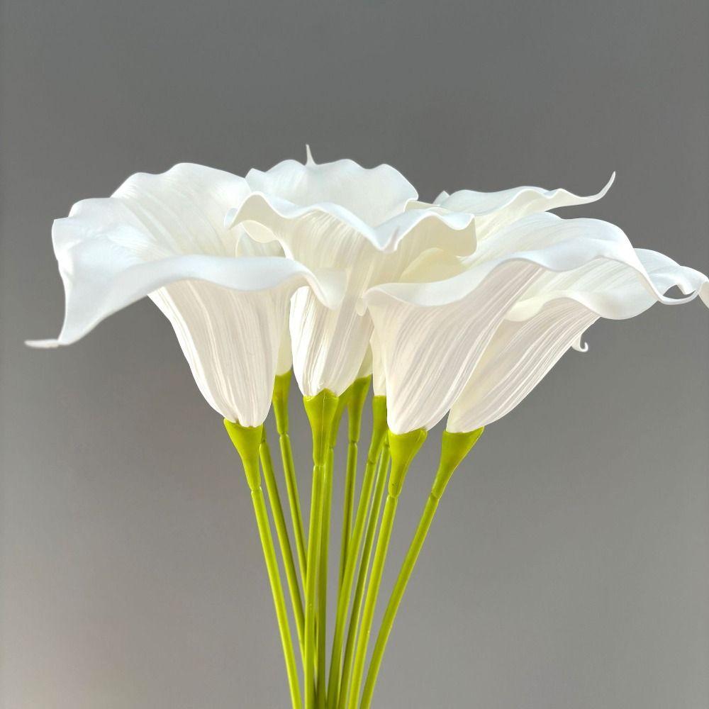 White Artificial Calla Lily Flowers EVA Wedding Bouquet New Faux Plants Photography Props