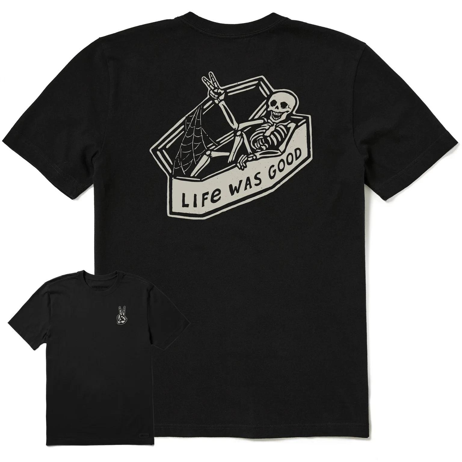 Life is Good. Men s Life Was Good Skeleton Short Sleeve Crusher Tee, Faded Black 3XL