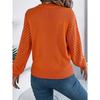 Neuankömmling Damen Sweatshirt Herbst/Winter Lässig Einfarbig Rundhalsausschnitt Schnürung Glockenärmel Pullover Damen Strickpullover