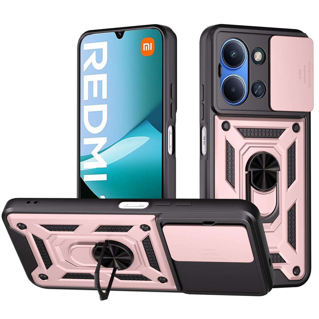 Custodia con protezione fotocamera scorrevole per Redmi 15C Global Custodia con anello di supporto Armor Copri telefono per Redmi 15C 4G Capa