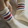 Unisex Baumwollsocken mit Streifen im amerikanischen Stil - Dick, warm, mittelhoch für Herbst/Winter