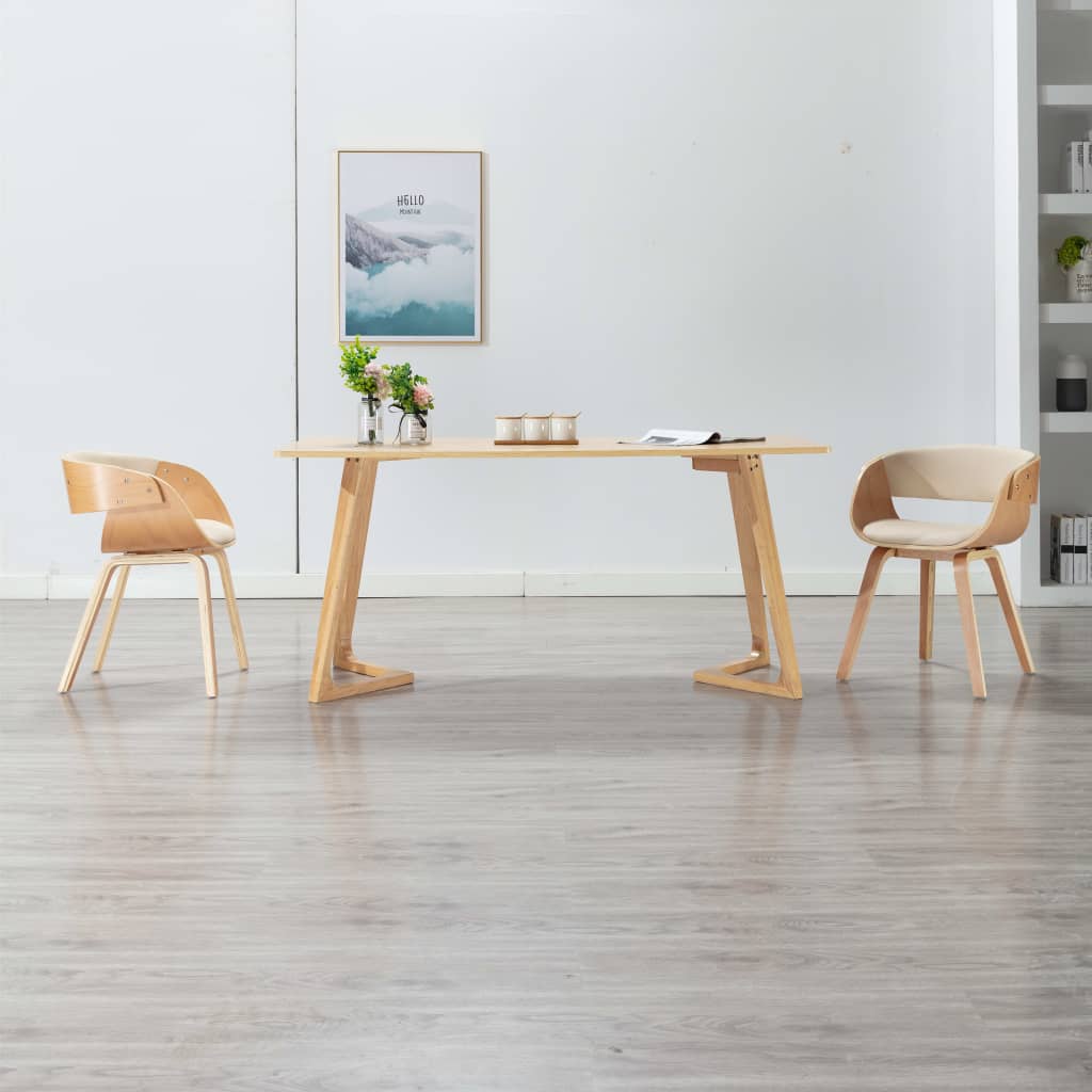 Dining Chairs 2 Pcs Cream Bentwood and Faux Leather