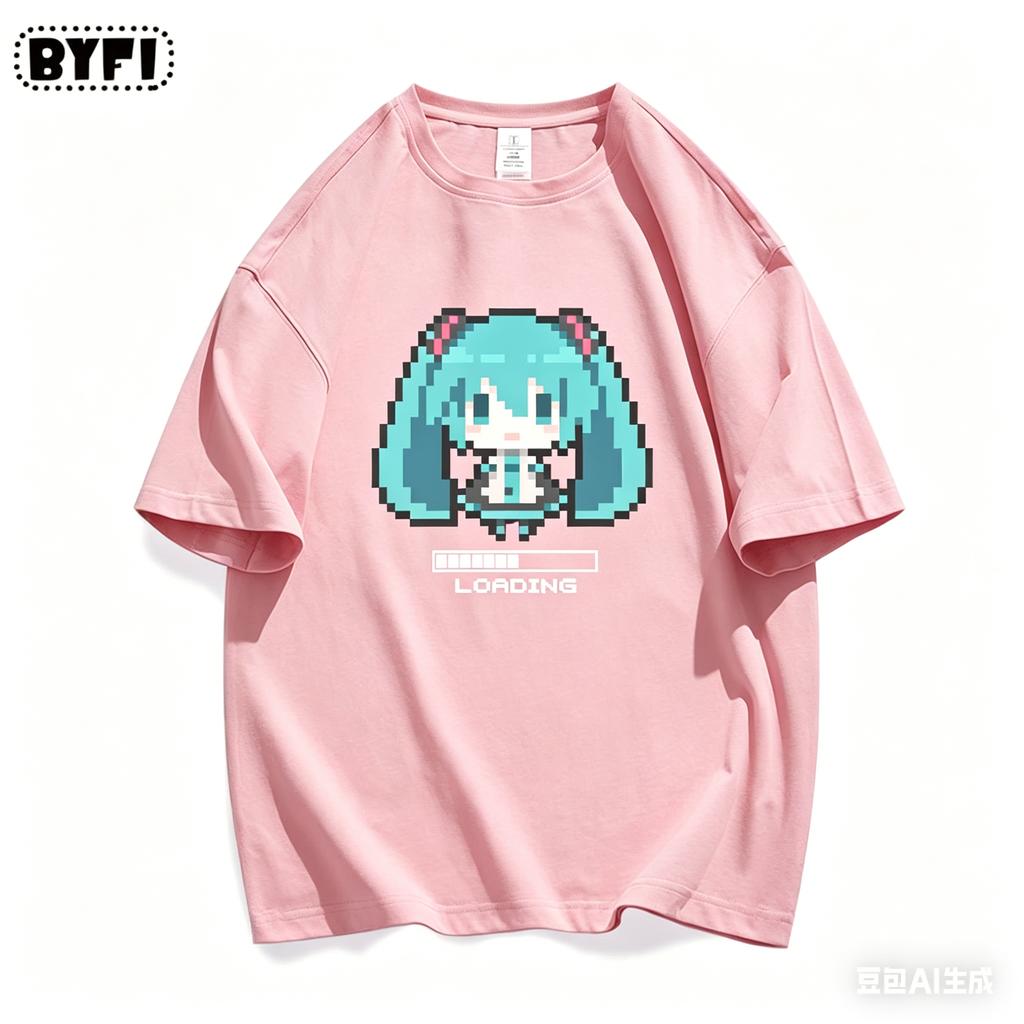 Hatsune Miku Miku Pixel Short Sleeve Adult Children's T-shirt Loose Half Sleeve Anime Creative Clothes